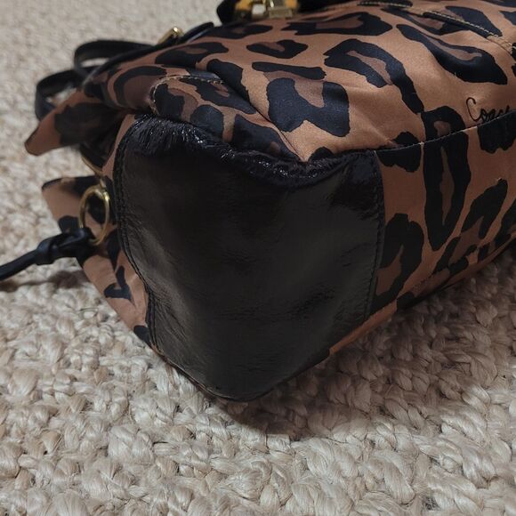 Coach Leopard Print Shoulder Bag - Black and Tan - Picture 9 of 16